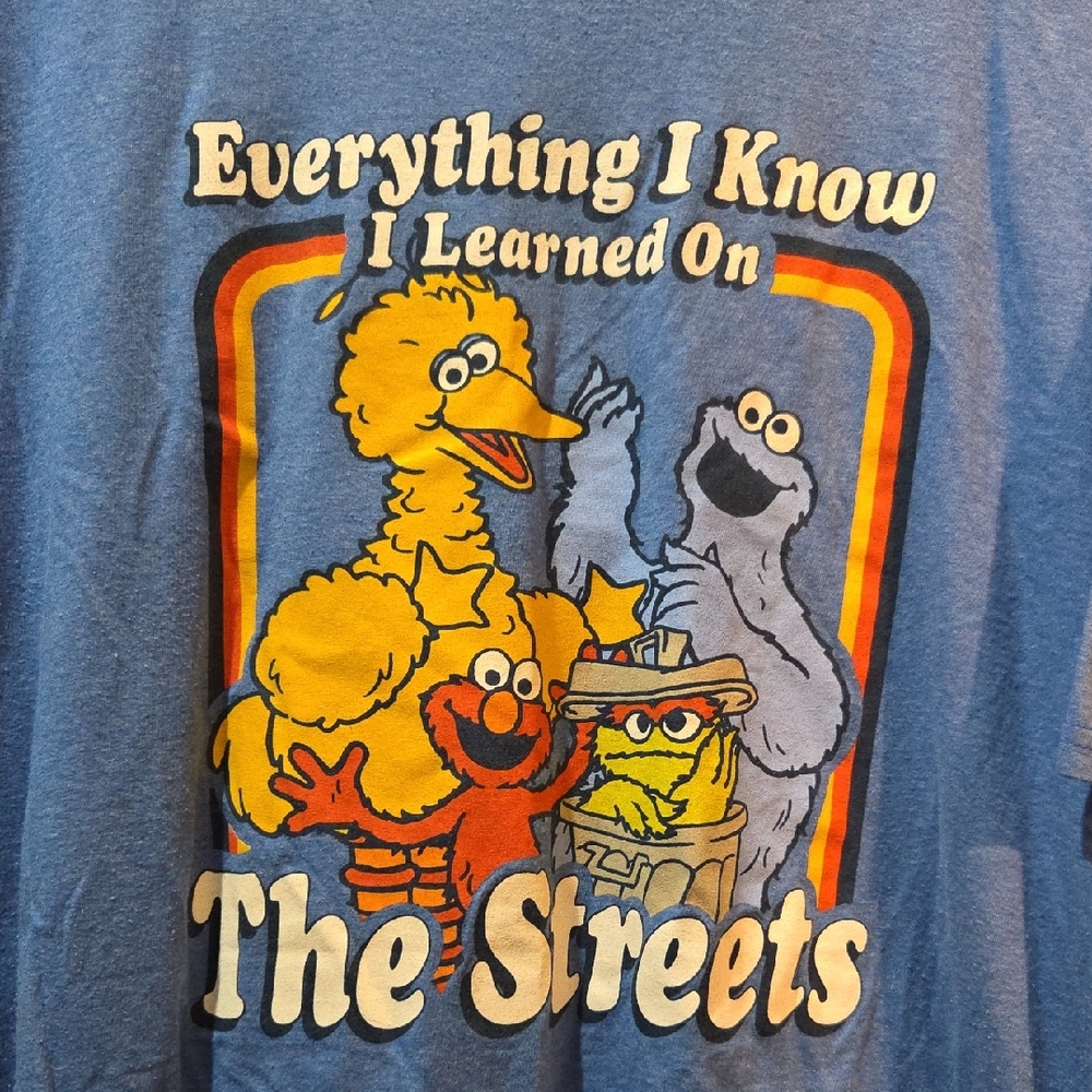 Sesame Street Blue Tee with Big Bird, Elmo, Oscar & Cookie Monster